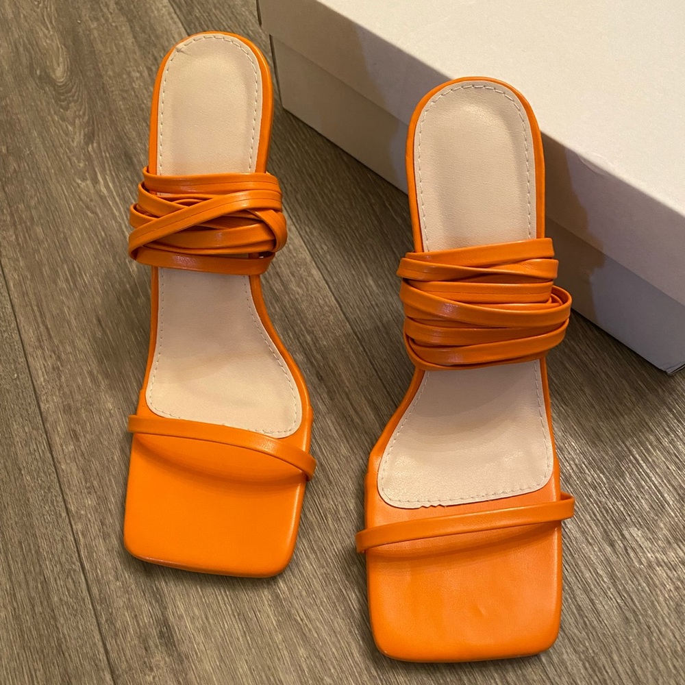 Orange Tie Up Heels